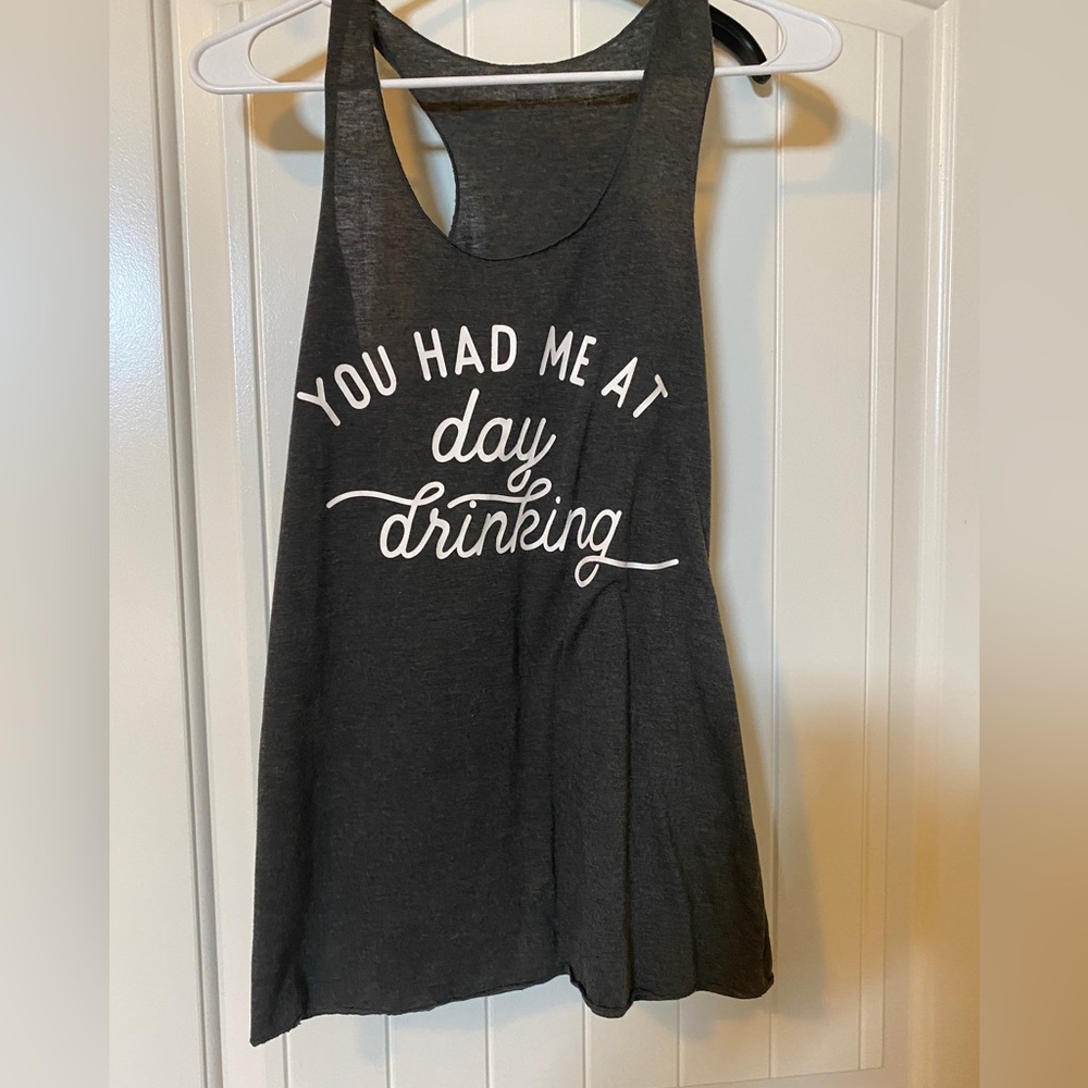 Grey graphic tank.